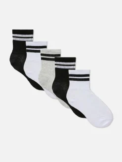 Chaussettes|Primark 5 Paires De Socquettes De Sport à Rayures Noir