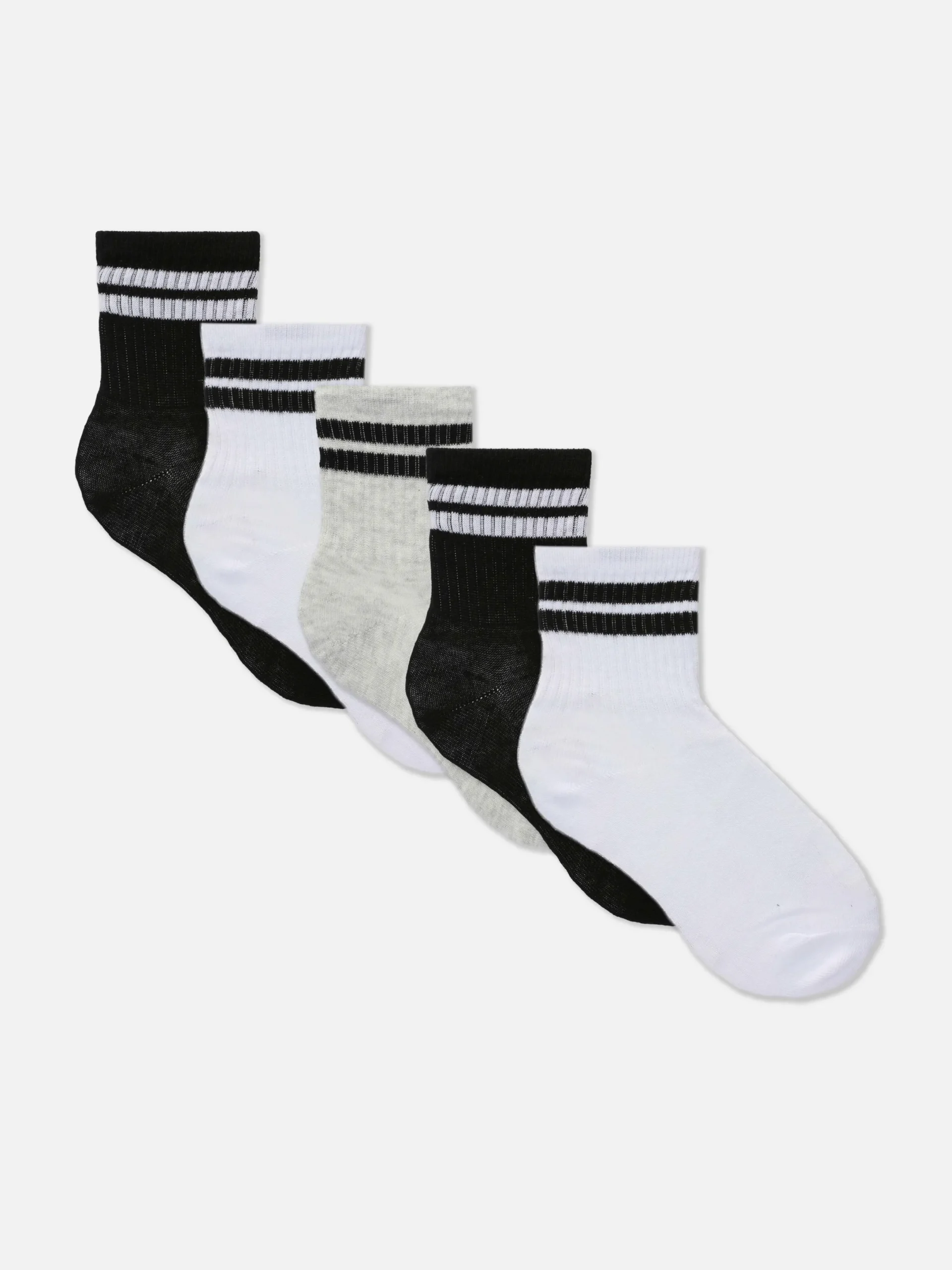 Chaussettes|Primark 5 Paires De Socquettes De Sport à Rayures Noir