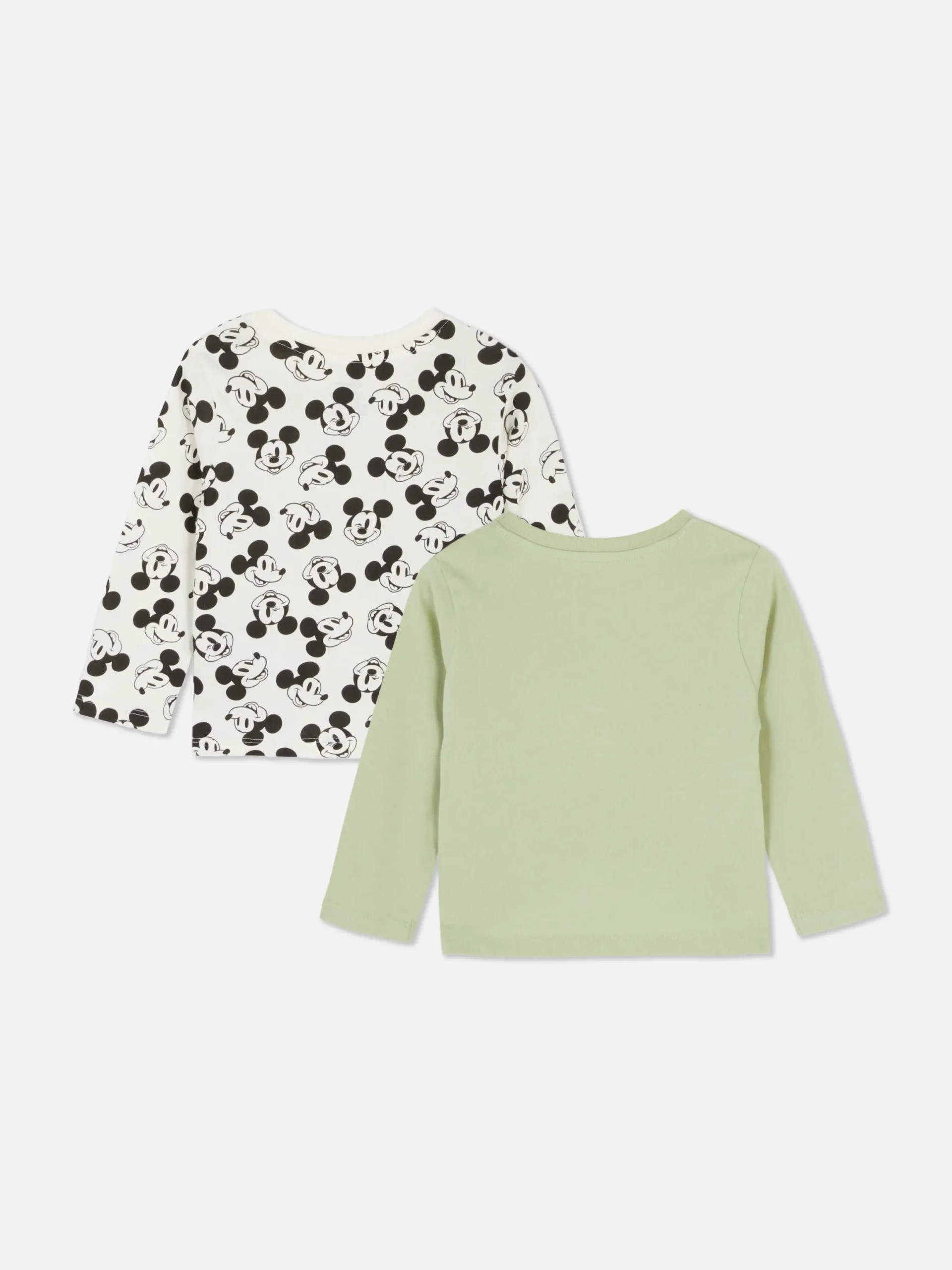 Hauts Et T-Shirts|Primark 2 T-shirts à Manches Longues Disney Mickey Mouse Vert