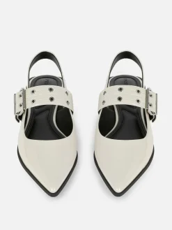 Ballerines|Primark Ballerines à Talon Ouvert Et à Boucle Blanc