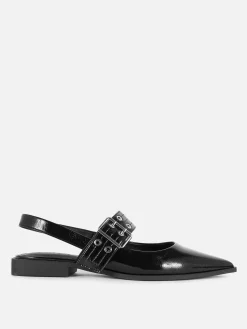 Ballerines|Primark Ballerines à Talon Ouvert Et à Boucle Noir