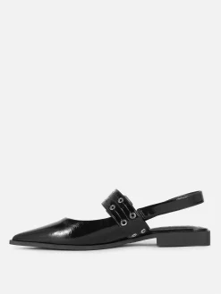 Ballerines|Primark Ballerines à Talon Ouvert Et à Boucle Noir