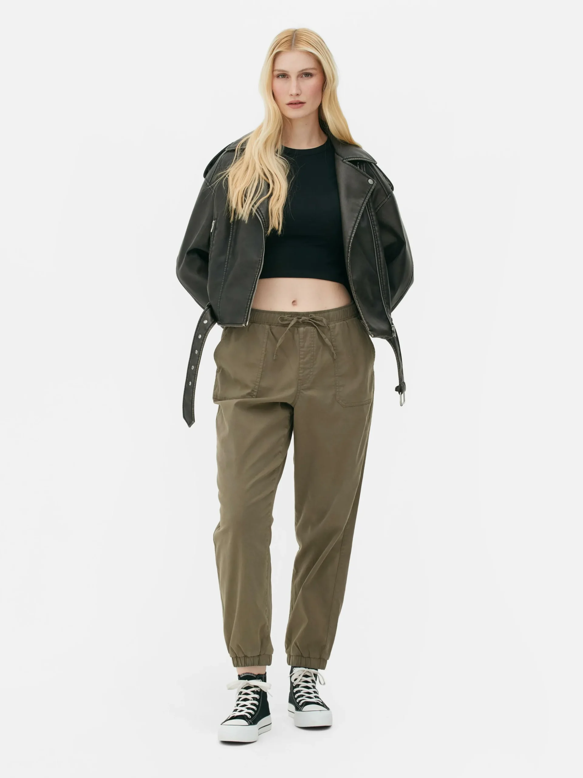 Bas De Jogging|Primark Bas De Jogging à Revers Et Cordon De Serrage Kaki