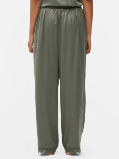Bas De Pyjama|Primark Bas De Pyjama En Satin à Finitions En Dentelle Kaki