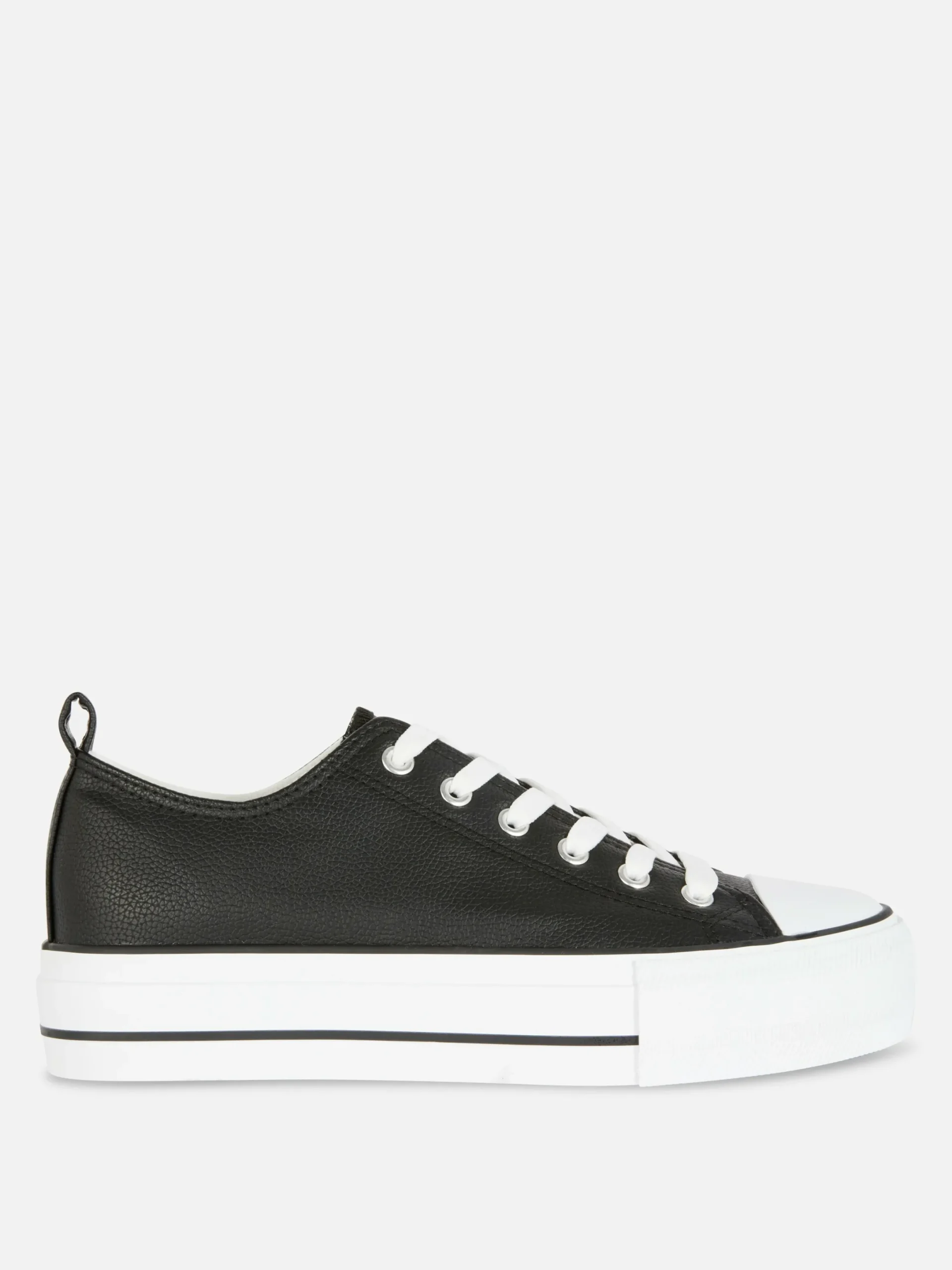 Baskets|Primark Baskets Basses Compensées En Simili Cuir Noir