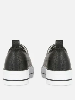 Baskets|Primark Baskets Basses Compensées En Simili Cuir Noir