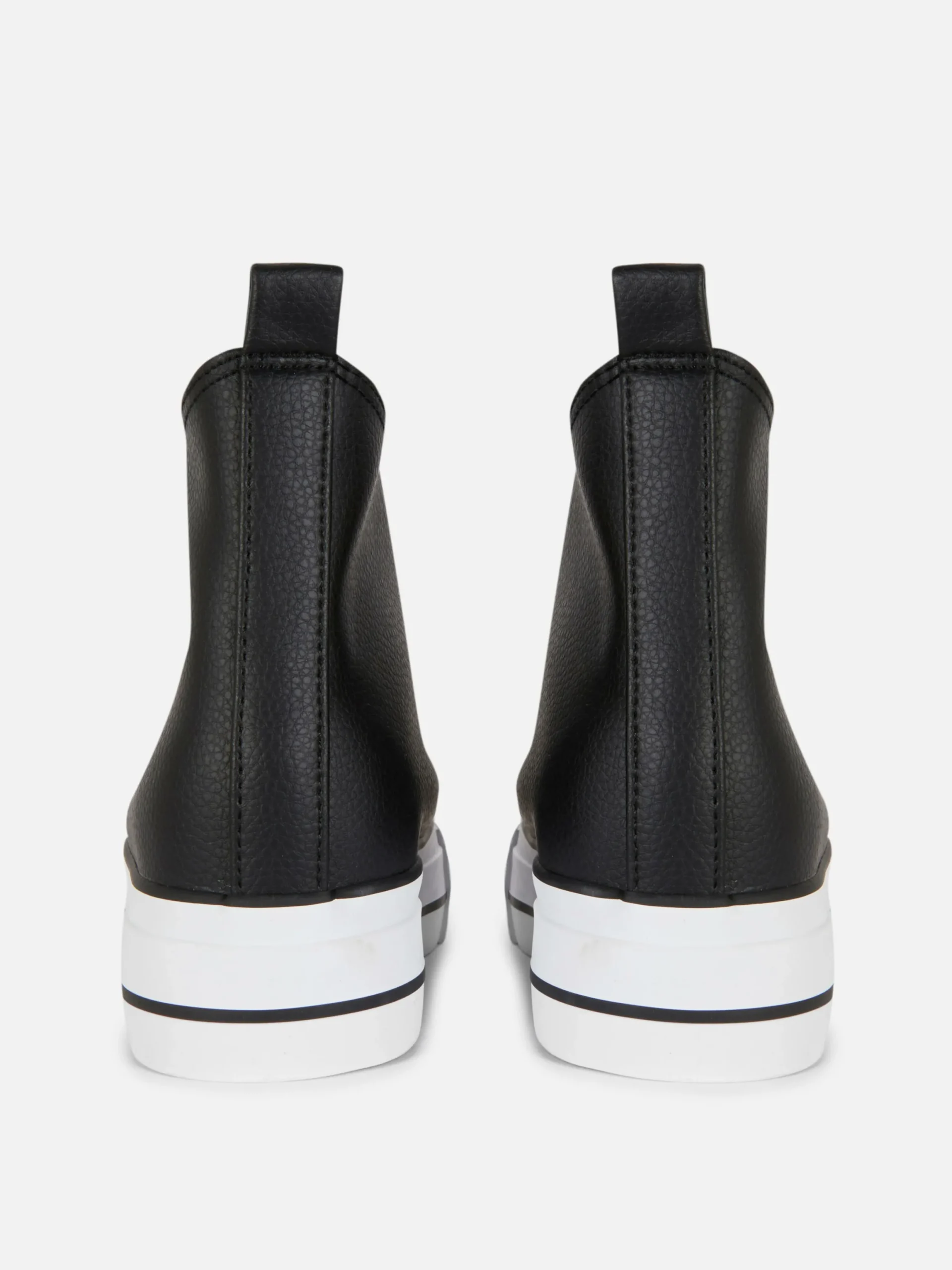 Baskets|Primark Baskets Montantes Compensées En Simili Cuir Noir