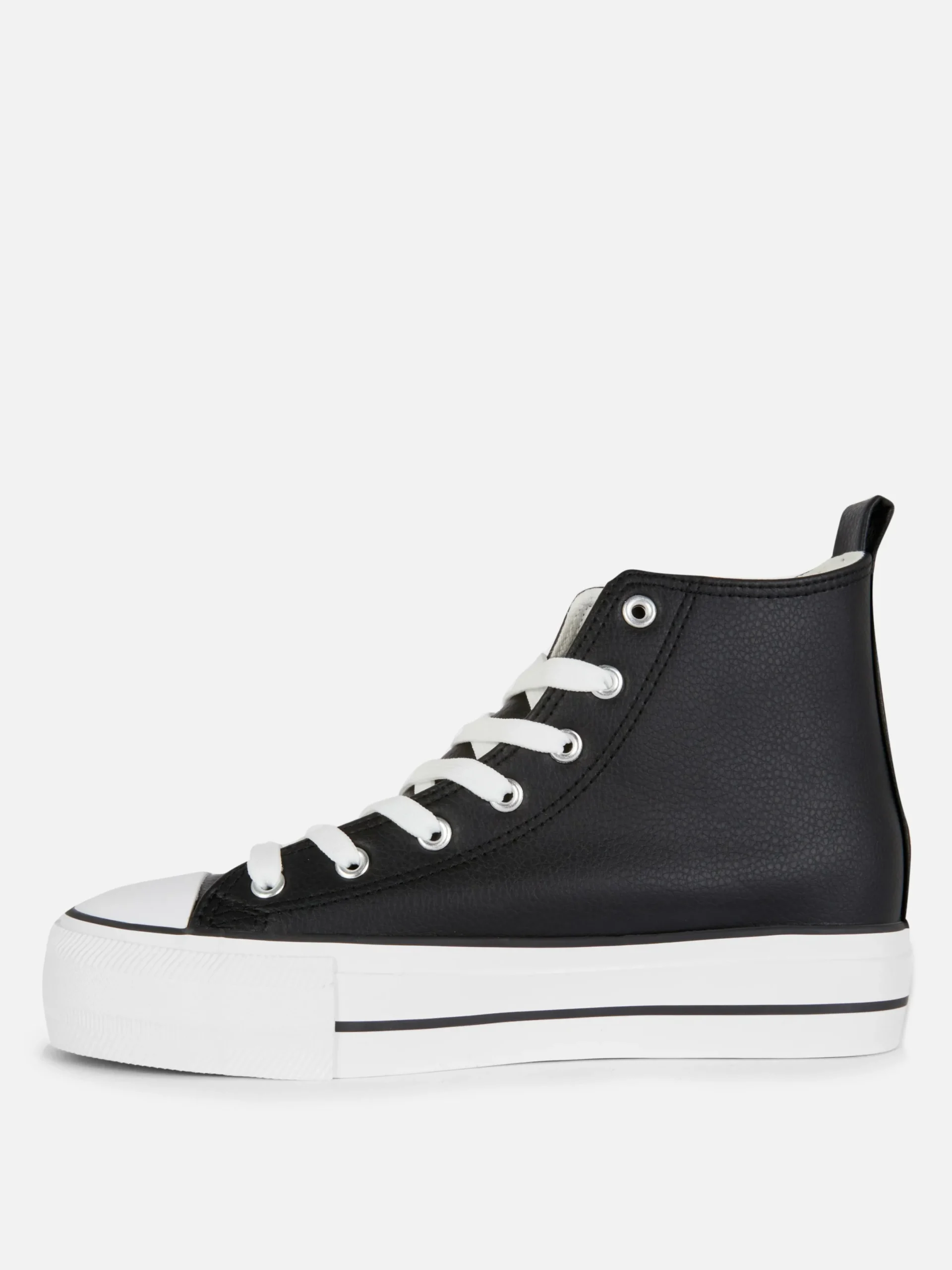 Baskets|Primark Baskets Montantes Compensées En Simili Cuir Noir