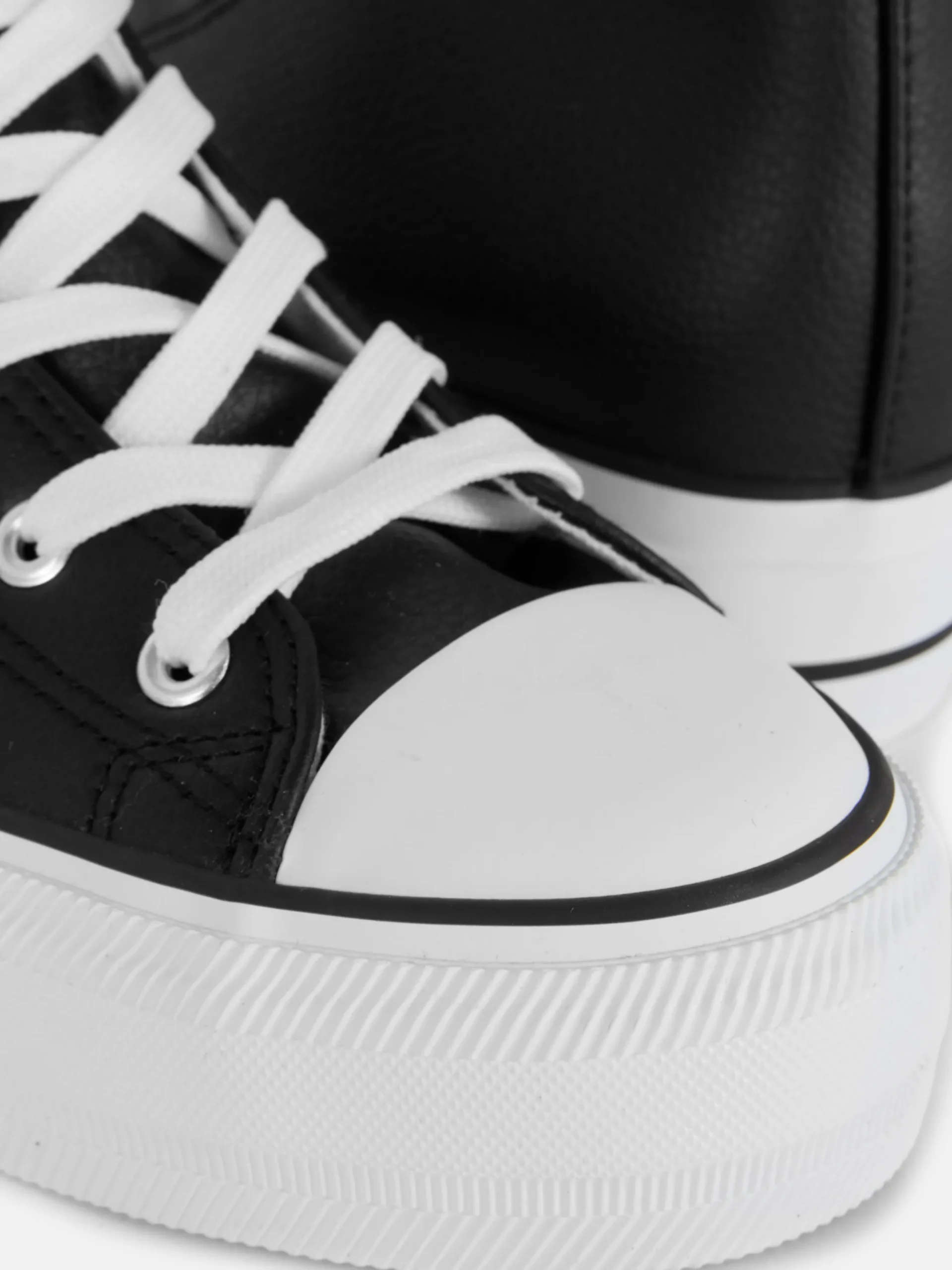 Baskets|Primark Baskets Montantes Compensées En Simili Cuir Noir