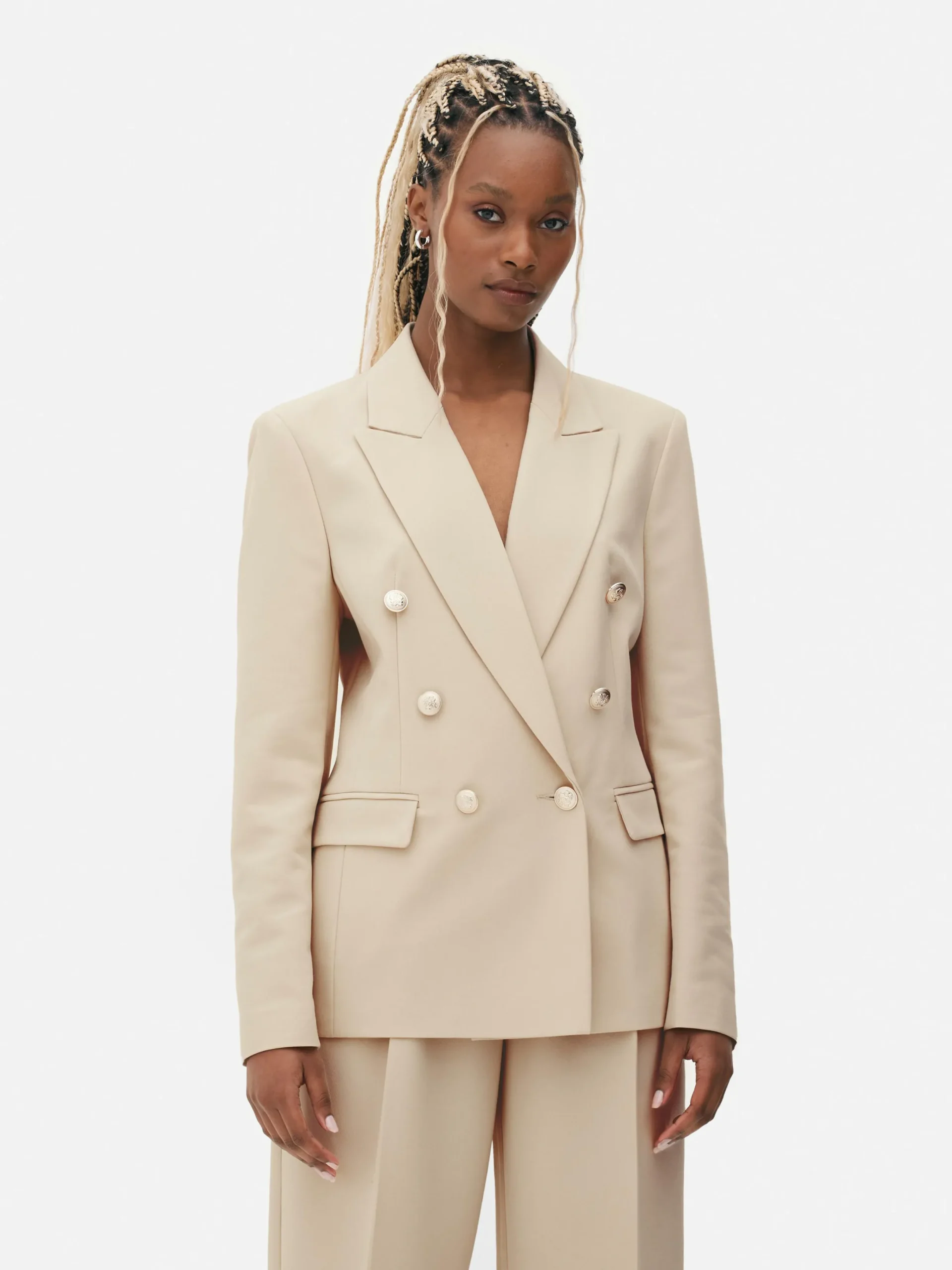 Blazers|Primark Blazer à Boutonnage Croisé Avec Bouton Métallisé Écru