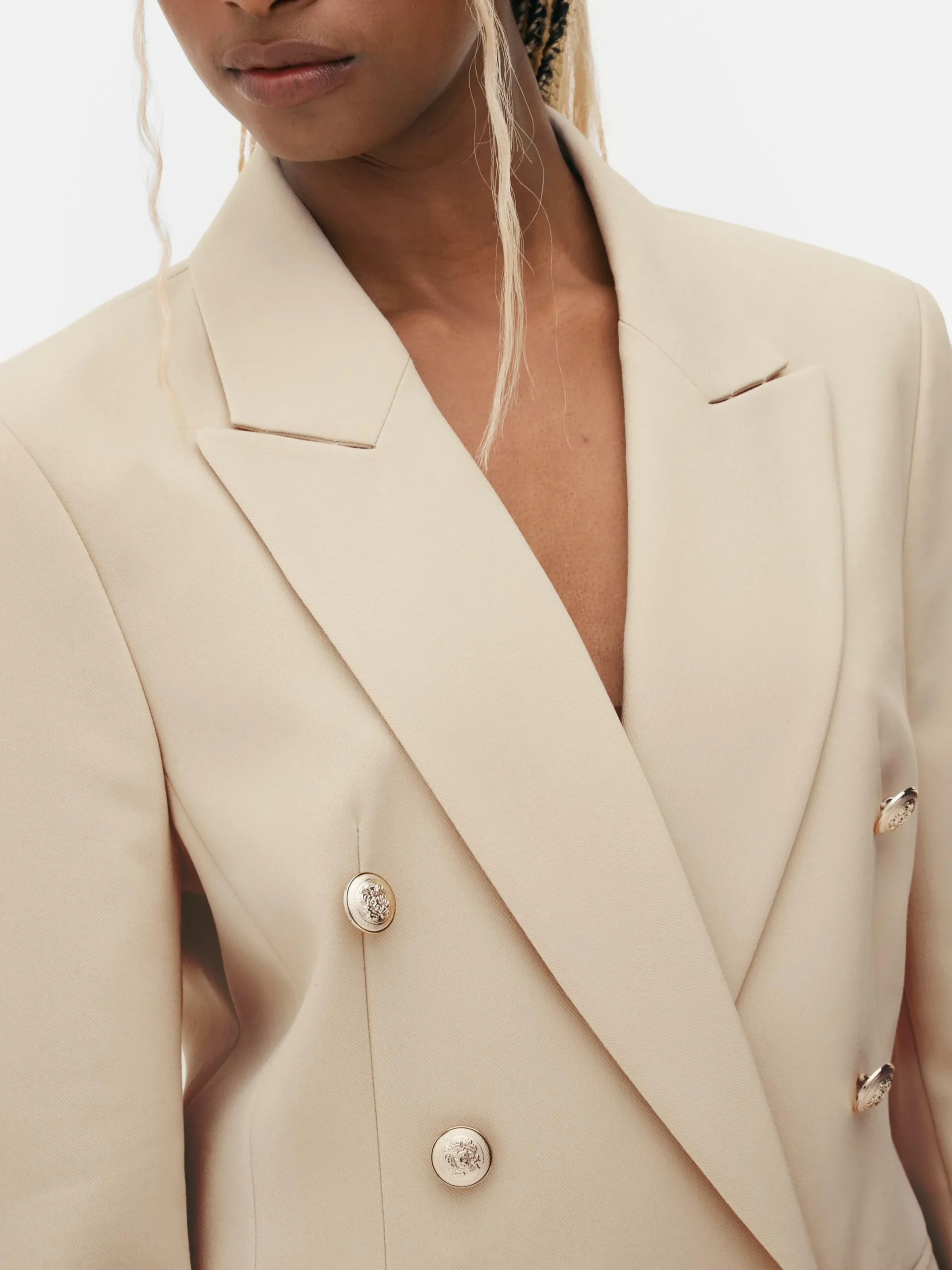 Blazers|Primark Blazer à Boutonnage Croisé Avec Bouton Métallisé Écru
