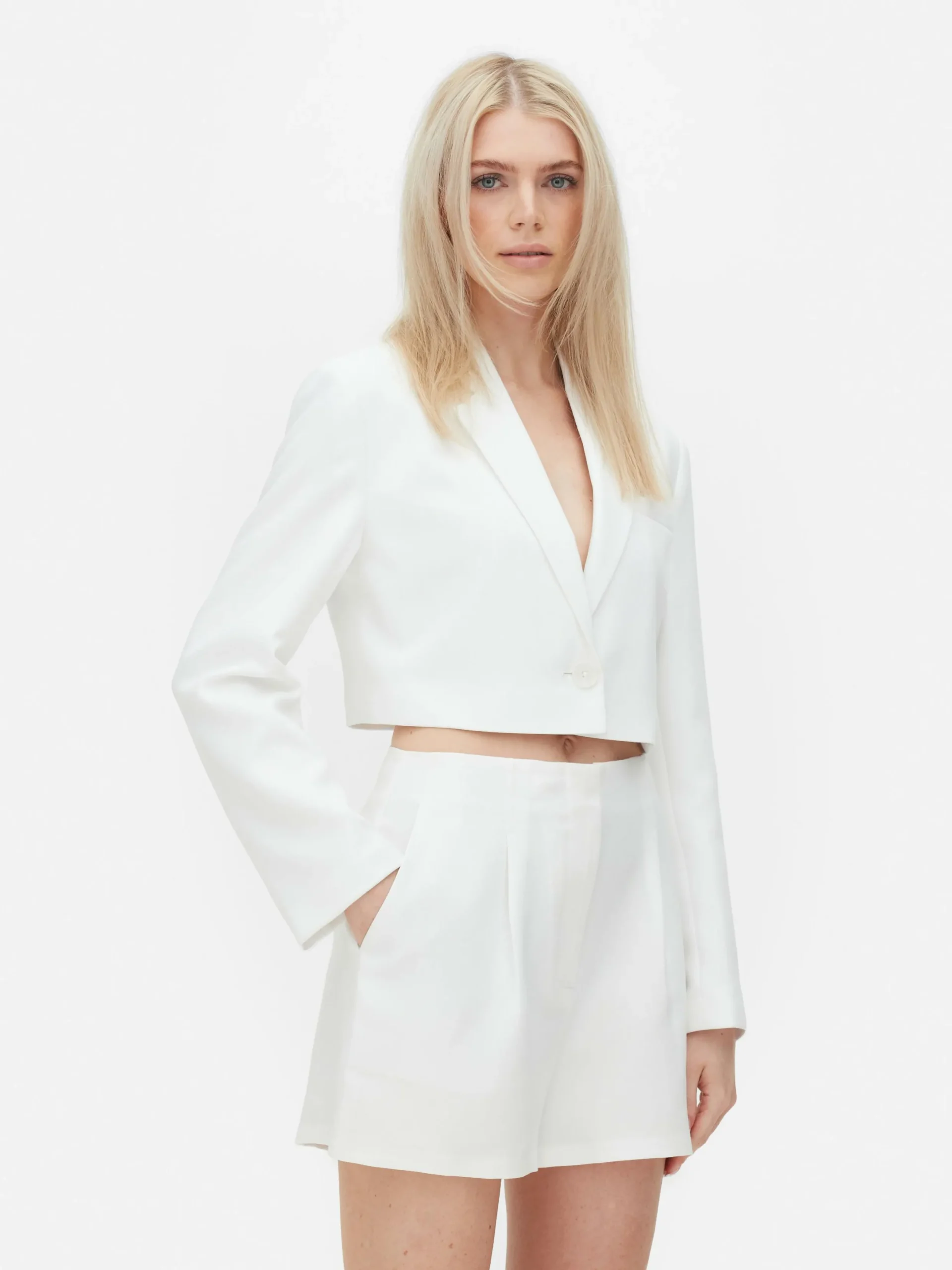 Blazers|Primark Blazer Court à Boutonnage Simple Luna Blanc