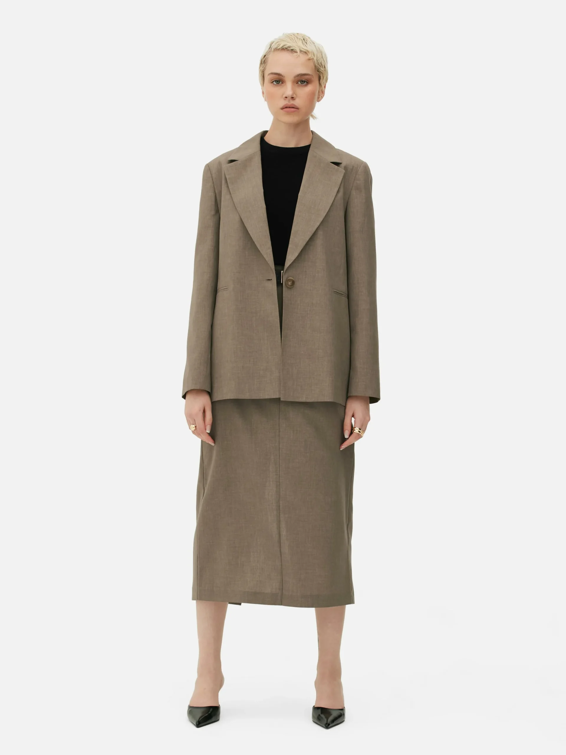 Blazers|Primark Blazer Oversize à Boutonnage Simple à Coordonner Kaki