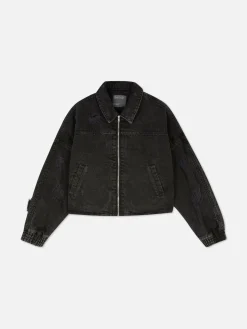 Manteaux Et Vestes|Primark Blouson Bomber Effet Vieilli Noir discret