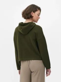 Manteaux Et Vestes|Primark Blouson Bomber En Maille à Capuche Kaki