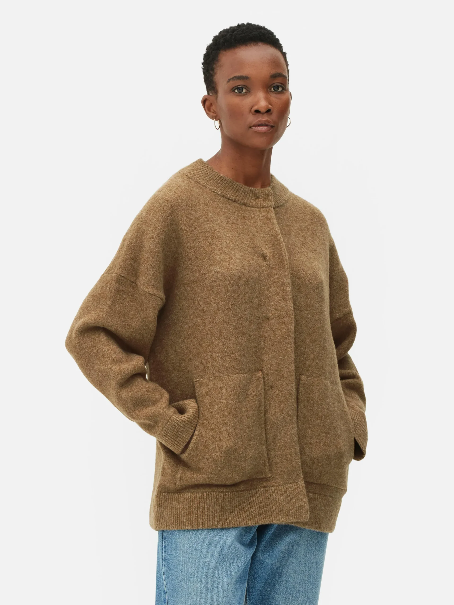 Manteaux Et Vestes|Primark Blouson Bomber Tricoté Oversize Camel