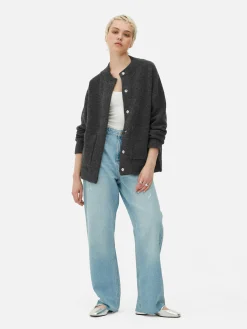 Manteaux Et Vestes|Primark Blouson Bomber Tricoté Oversize Anthracite