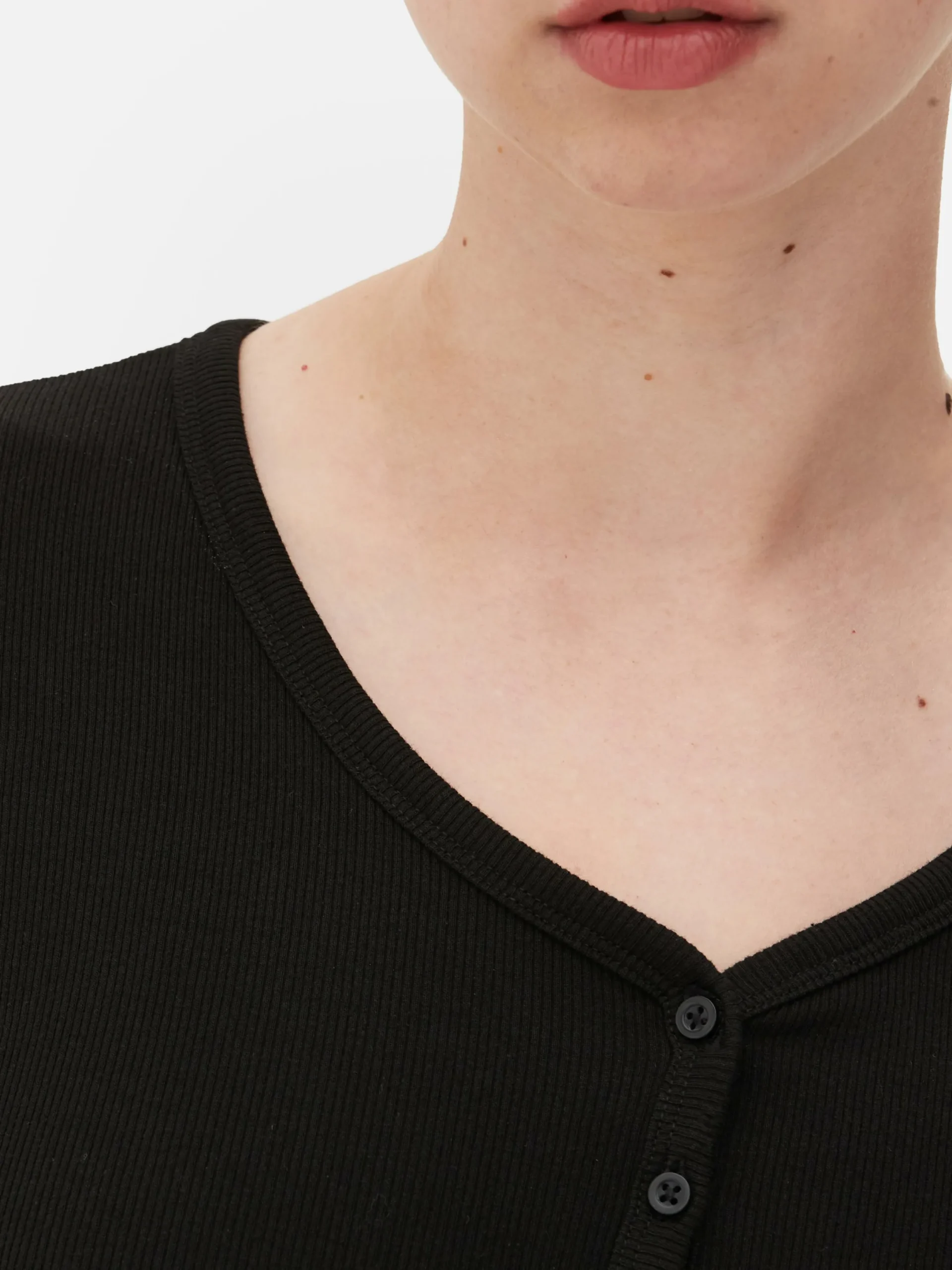 Hauts Et T-Shirts|Primark Body Façon T-shirt Boutonné à Manches Longues Noir