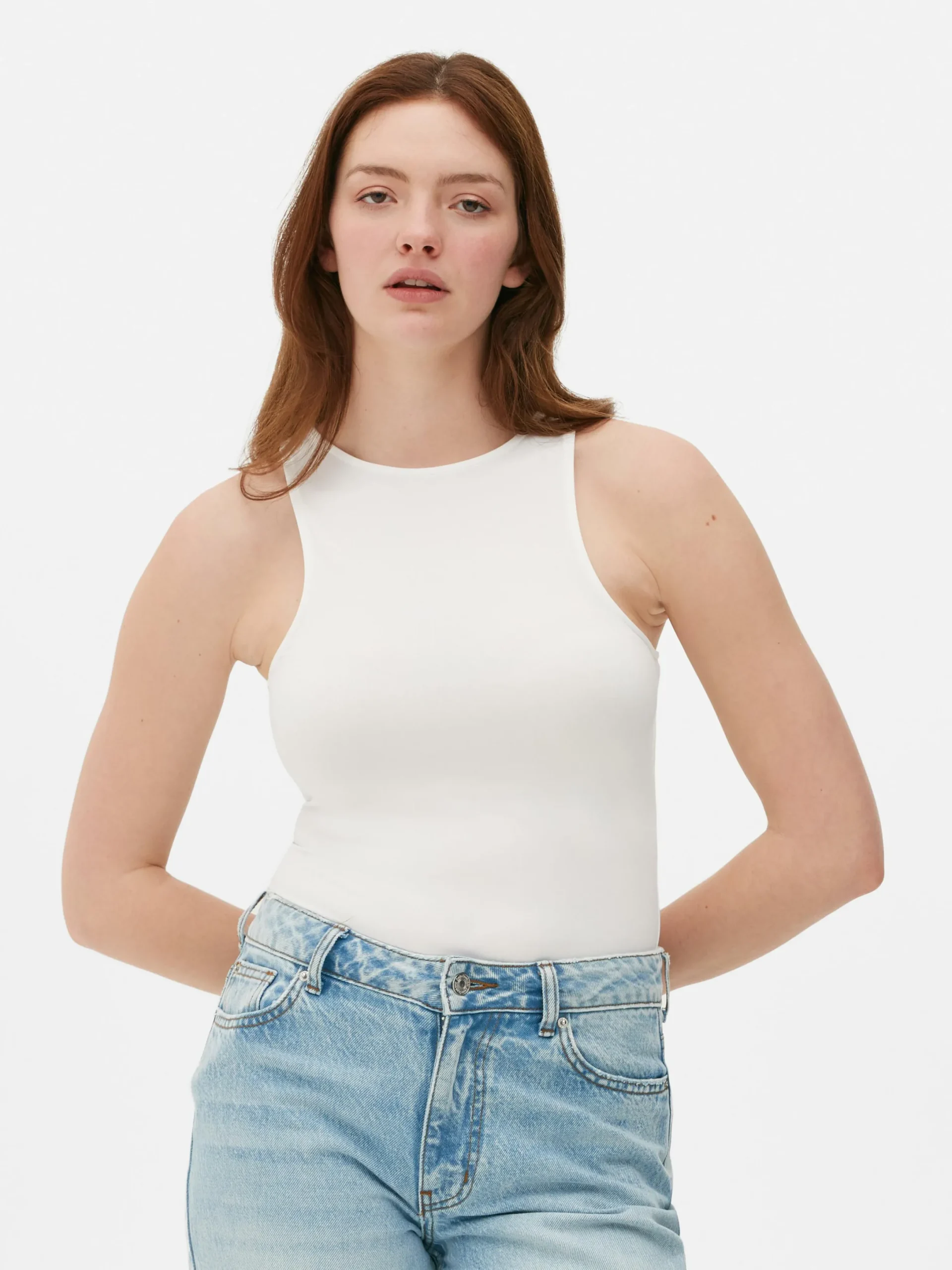 Hauts Et T-Shirts|Primark Body Sans Manches à Col Nageur Blanc