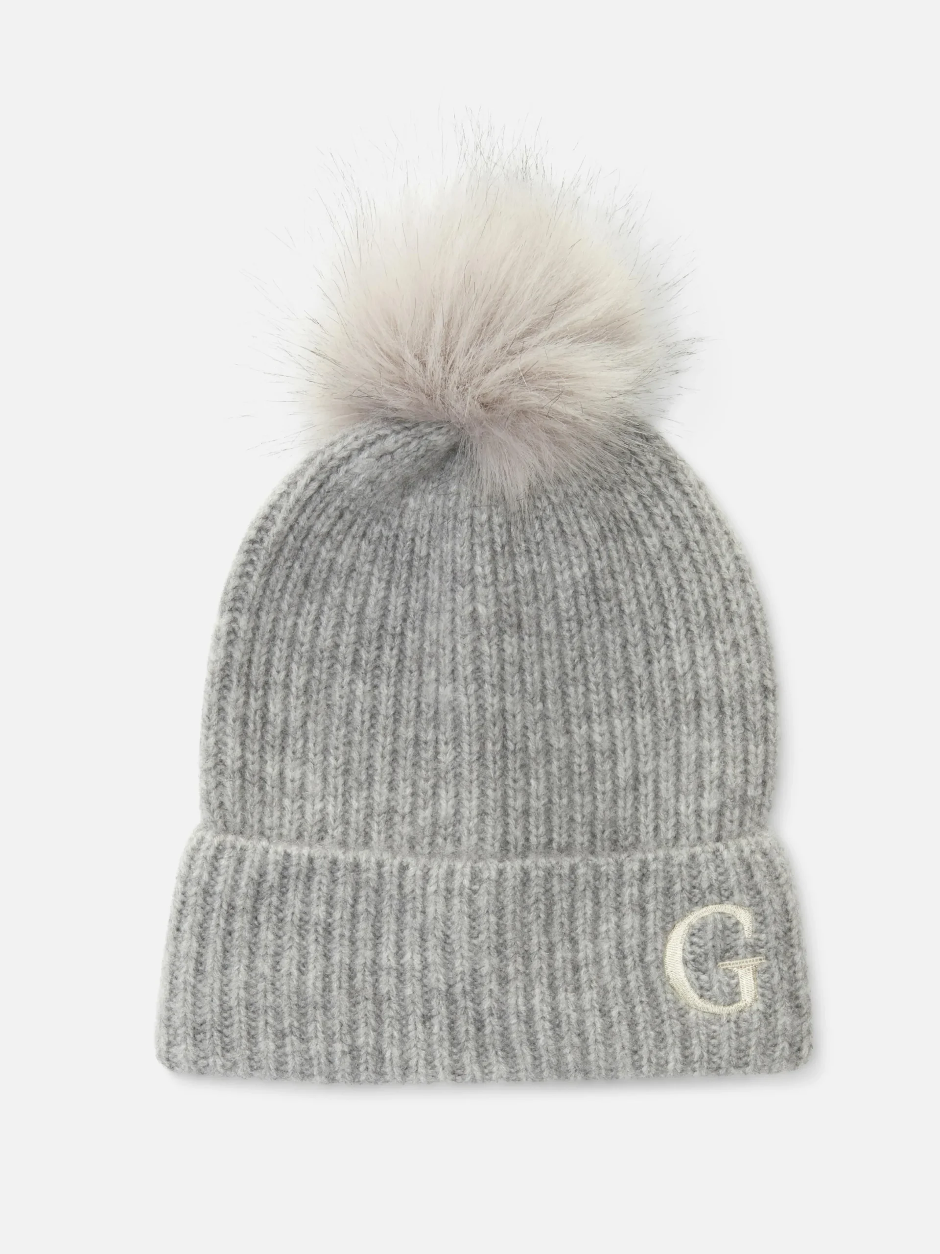 Chapeaux, Gants Et Écharpes|Primark Bonnet à Pompon Avec Initiale Brodée Gris