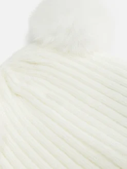 Chapeaux Et Mitaines|Primark Bonnet En Maille à Pompon Crème