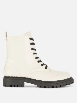 Bottes|Primark Bottes De Motard à Lacets Écru