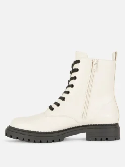 Bottes|Primark Bottes De Motard à Lacets Écru