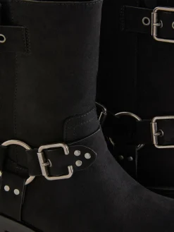 Bottes|Primark Bottes De Motard En Suédine Noir