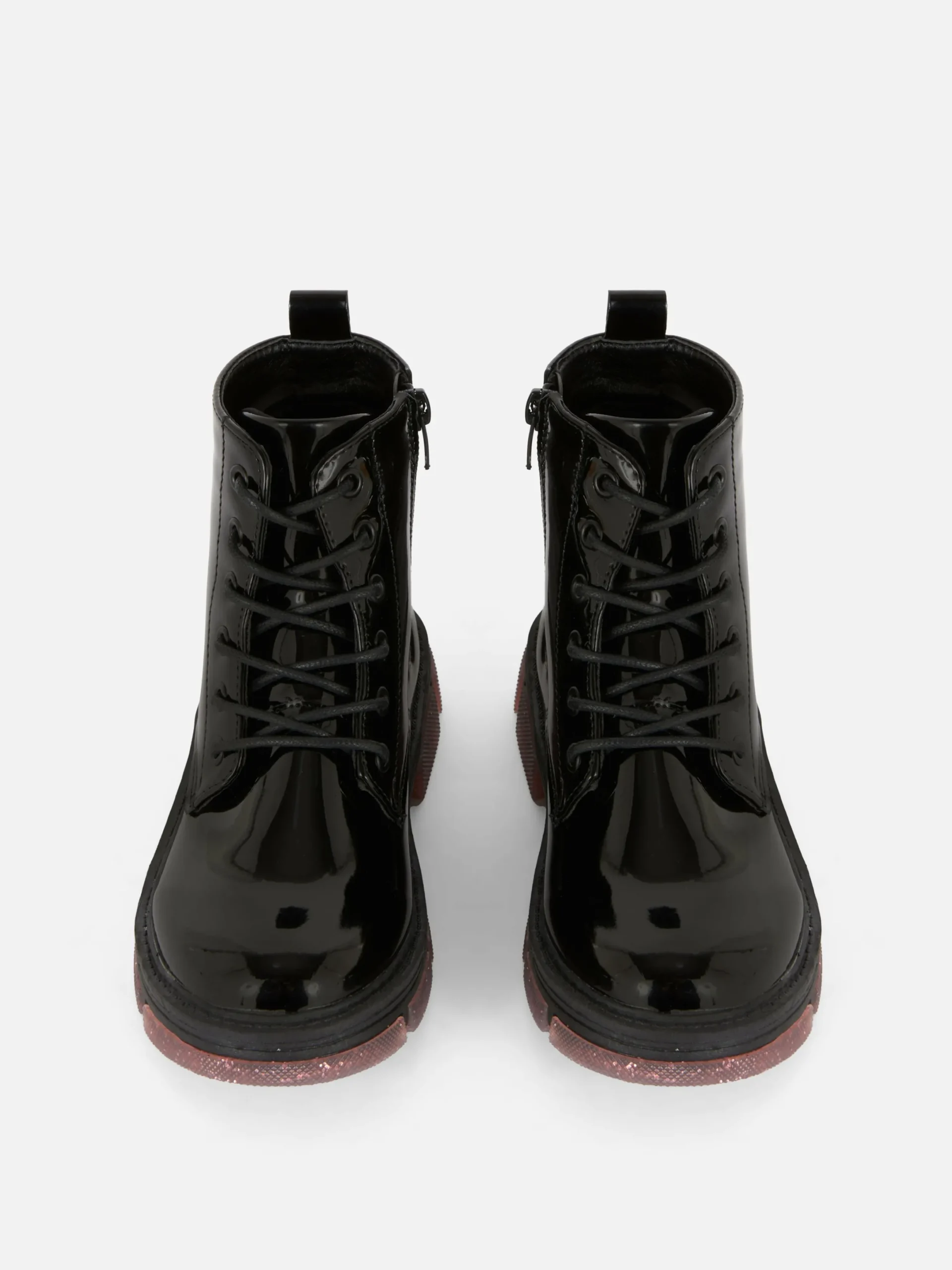 Bottes Et Bottes En Caoutchouc|Primark Bottes En Simili Cuir Verni à Semelles Scintillantes Noir