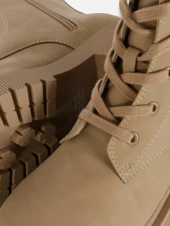Bottes Et Bottes En Caoutchouc|Primark Bottes En Suédine à Lacets Sable