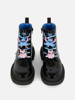 Bottes Et Bottes En Caoutchouc|Primark Bottes Vernies à Lacets Disney Stitch Noir