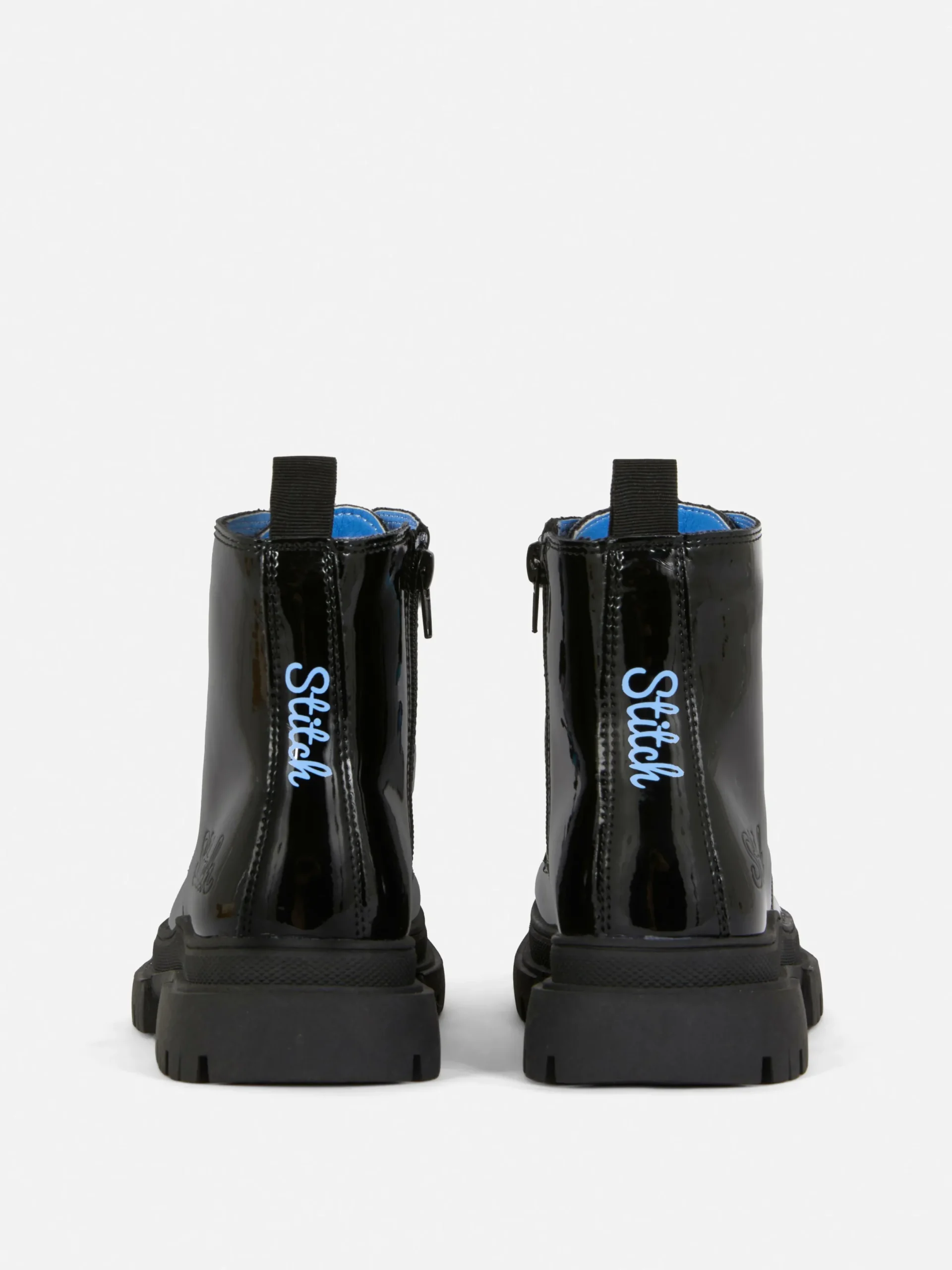 Bottes Et Bottes En Caoutchouc|Primark Bottes Vernies à Lacets Disney Stitch Noir