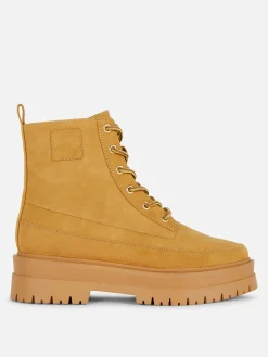 Bottes|Primark Bottines à Lacets Et Semelle En Gomme Beige
