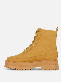 Bottes|Primark Bottines à Lacets Et Semelle En Gomme Beige