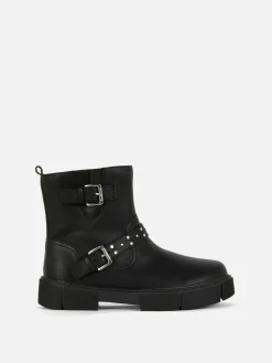 Bottes Et Bottes En Caoutchouc|Primark Bottines Avec Bride à Boucle Noir