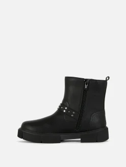Bottes Et Bottes En Caoutchouc|Primark Bottines Avec Bride à Boucle Noir