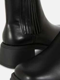 Bottes|Primark Bottines Chelsea à Talon Bloc Noir