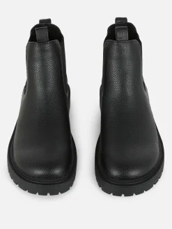 Bottes|Primark Bottines Chelsea En Simili Cuir Noir