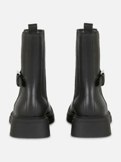 Bottes|Primark Bottines Chelsea En Simili Cuir à Bout Carré Noir