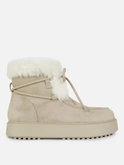 Bottes|Primark Bottines De Tablier En Fausse Fourrure Rita Ora Sable