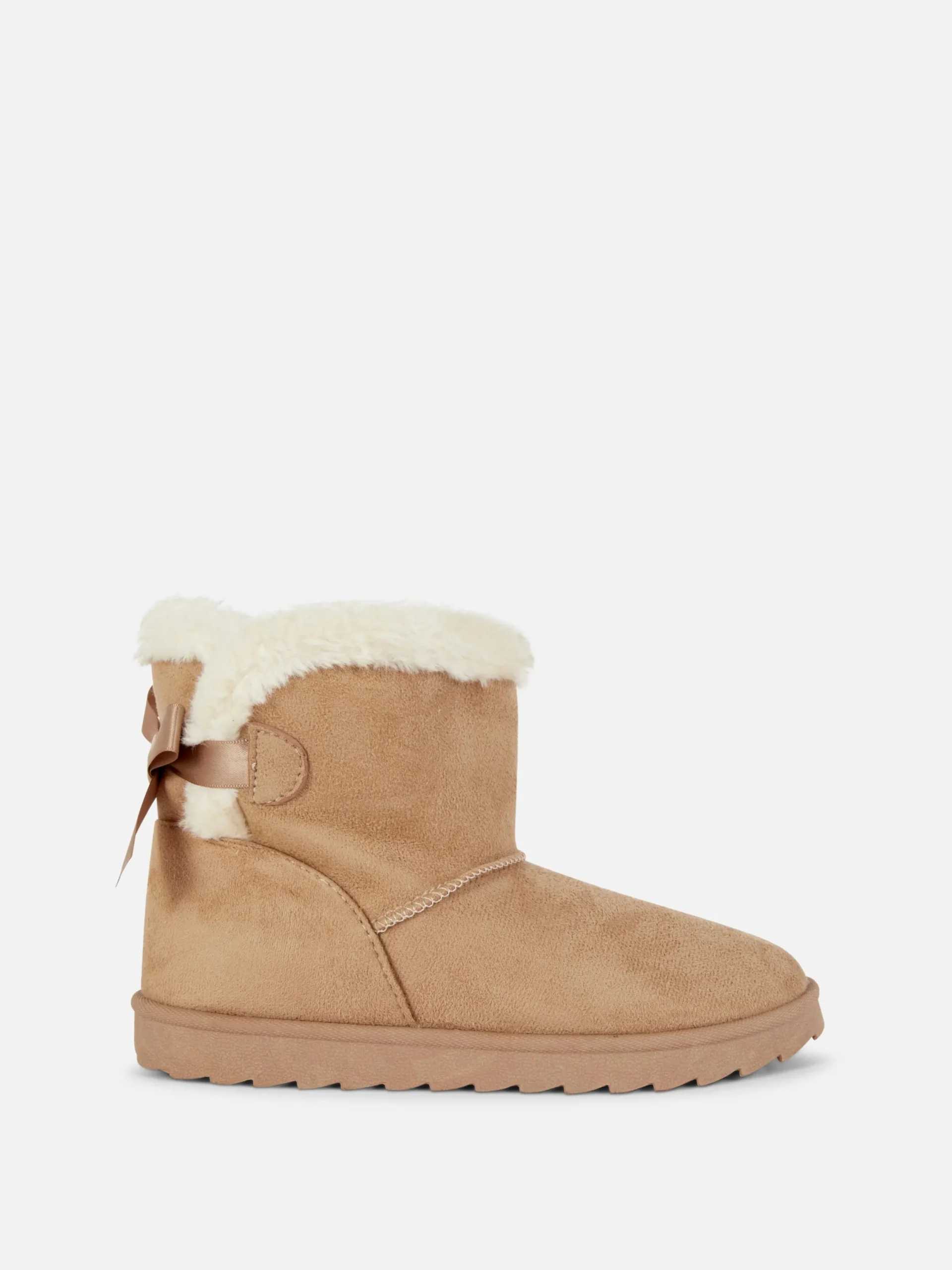 Bottes Et Bottes En Caoutchouc|Primark Bottines En Fausse Fourrure Avec Nœud Beige