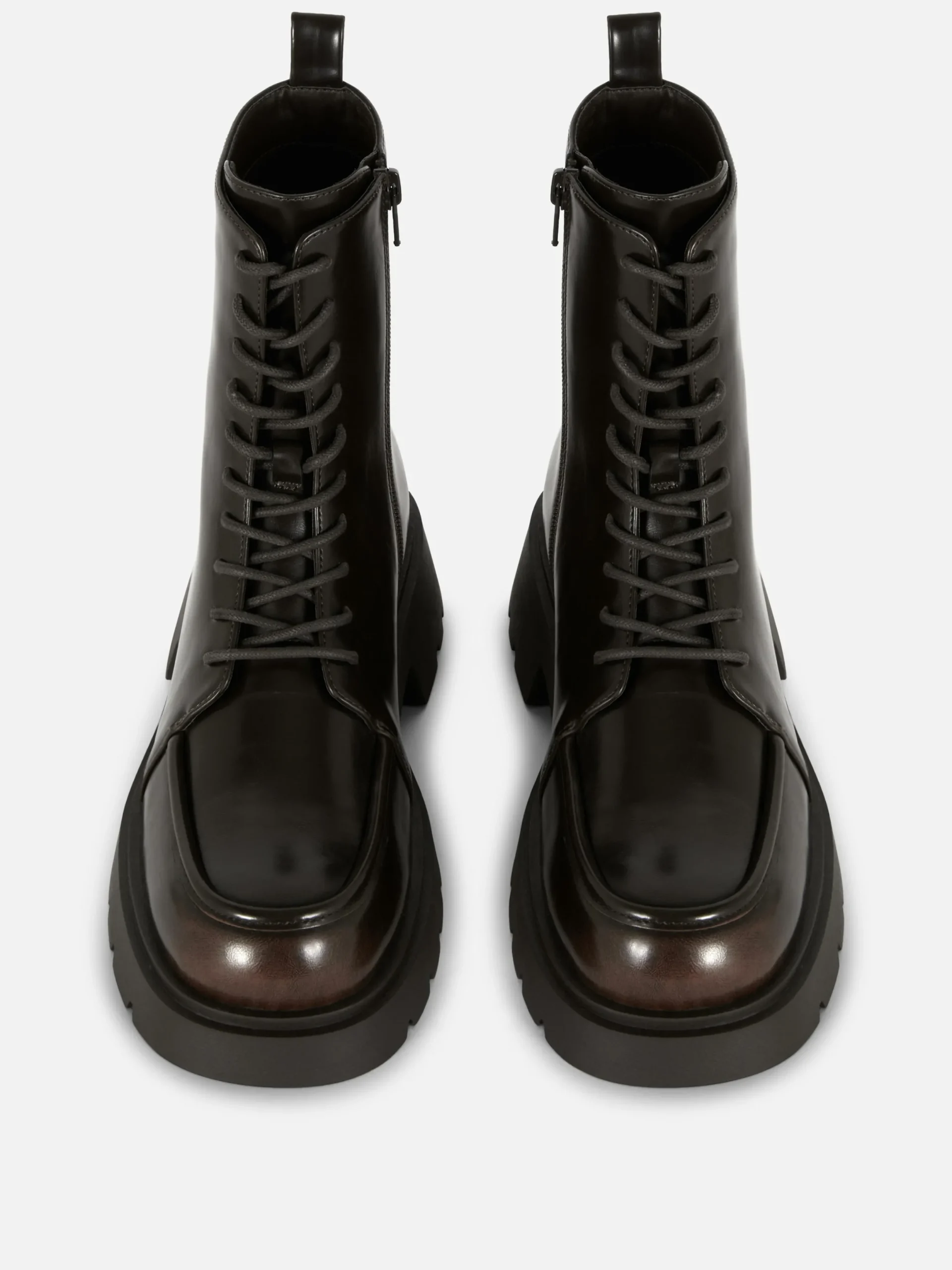 Bottes|Primark Bottines Lacées Avec Empiècement Sur L'embout Chocolat