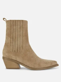 Bottes|Denim|Primark Bottines Western à Talons Bas Taupe