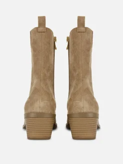 Bottes|Denim|Primark Bottines Western à Talons Bas Taupe