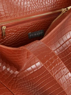 Sacs Et Porte-Monnaie|Primark Cabas Extra Large En Imitation Croco Terre de Sienne