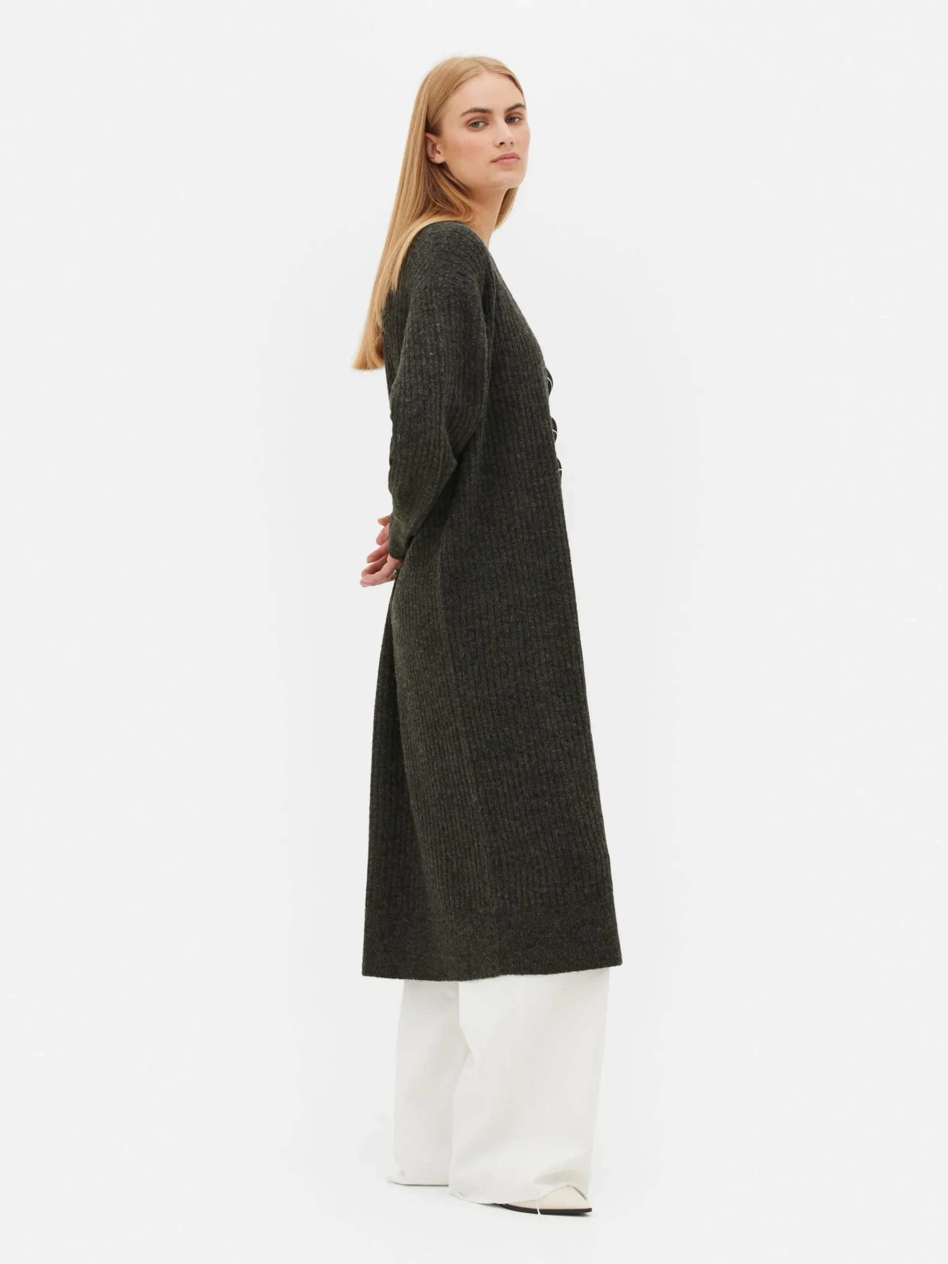 Pulls Et Gilets|Primark Cardigan Long Côtelé Anthracite