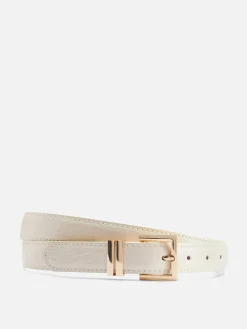 Ceintures|Primark Ceinture à Boucle Carrée Imitation Croco Écru