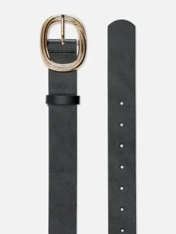 Ceintures|Primark Ceinture à Boucle Ronde Texturée Noir