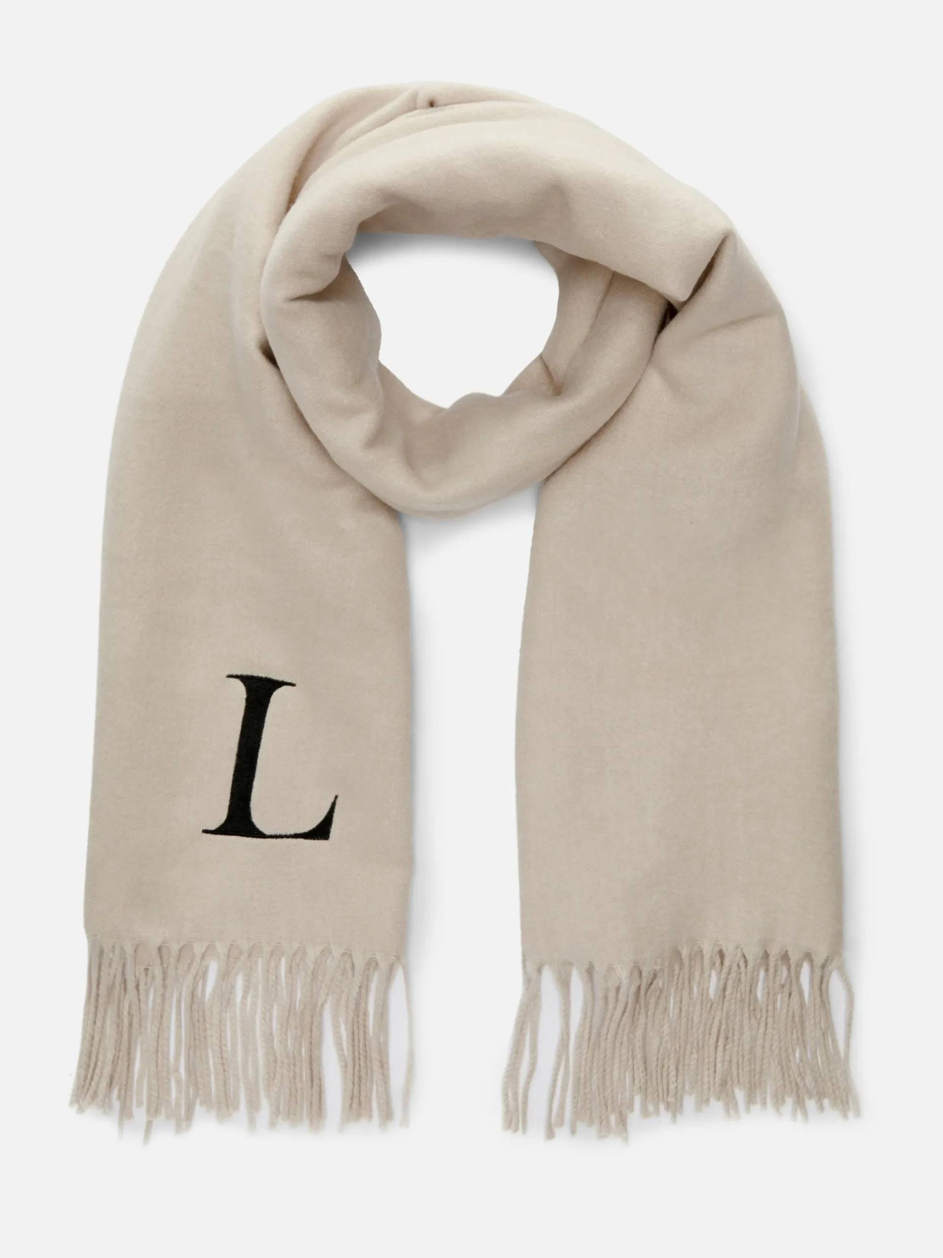 Chapeaux, Gants Et Écharpes|Primark Écharpe Avec Initiale Brodée Et Pampilles Beige