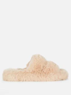 Chaussons|Primark Chaussons Duveteux à Double Bride Beige